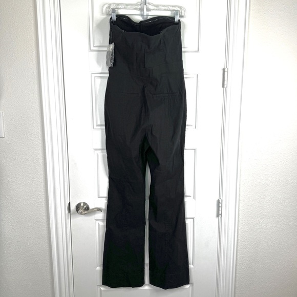 ANTHROPOLOGIE Maeve Strapless Slim Flare Jumpsuit NEW Size 10 Black Magic Fabric - Picture 7 of 14